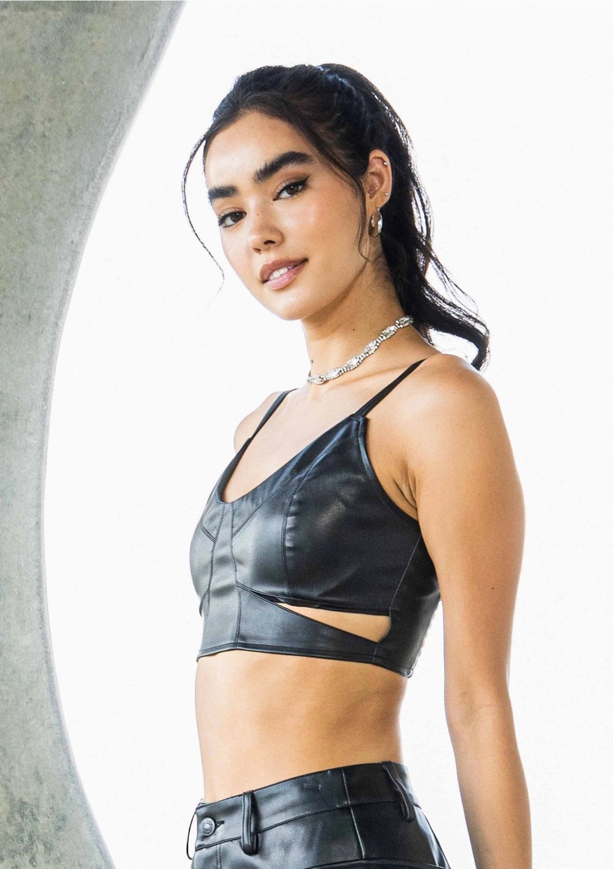 Cut Out Vegan Leather Top