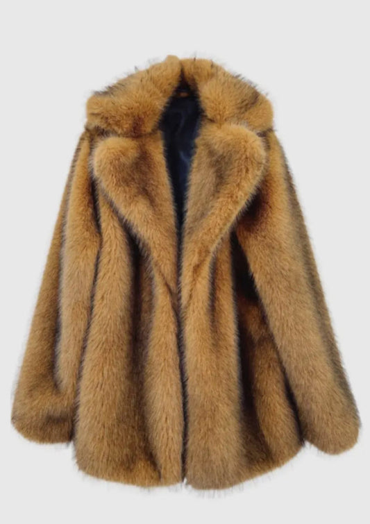 Faux Fur Large Lapel Coat