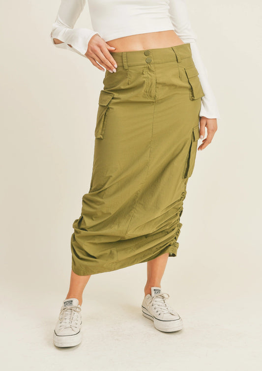 Cargo Midi Drawstring Skirt