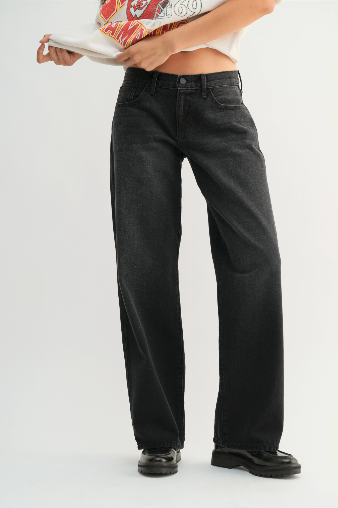 Classic Low Rise Baggy Slouch - Washed Black - BP436N