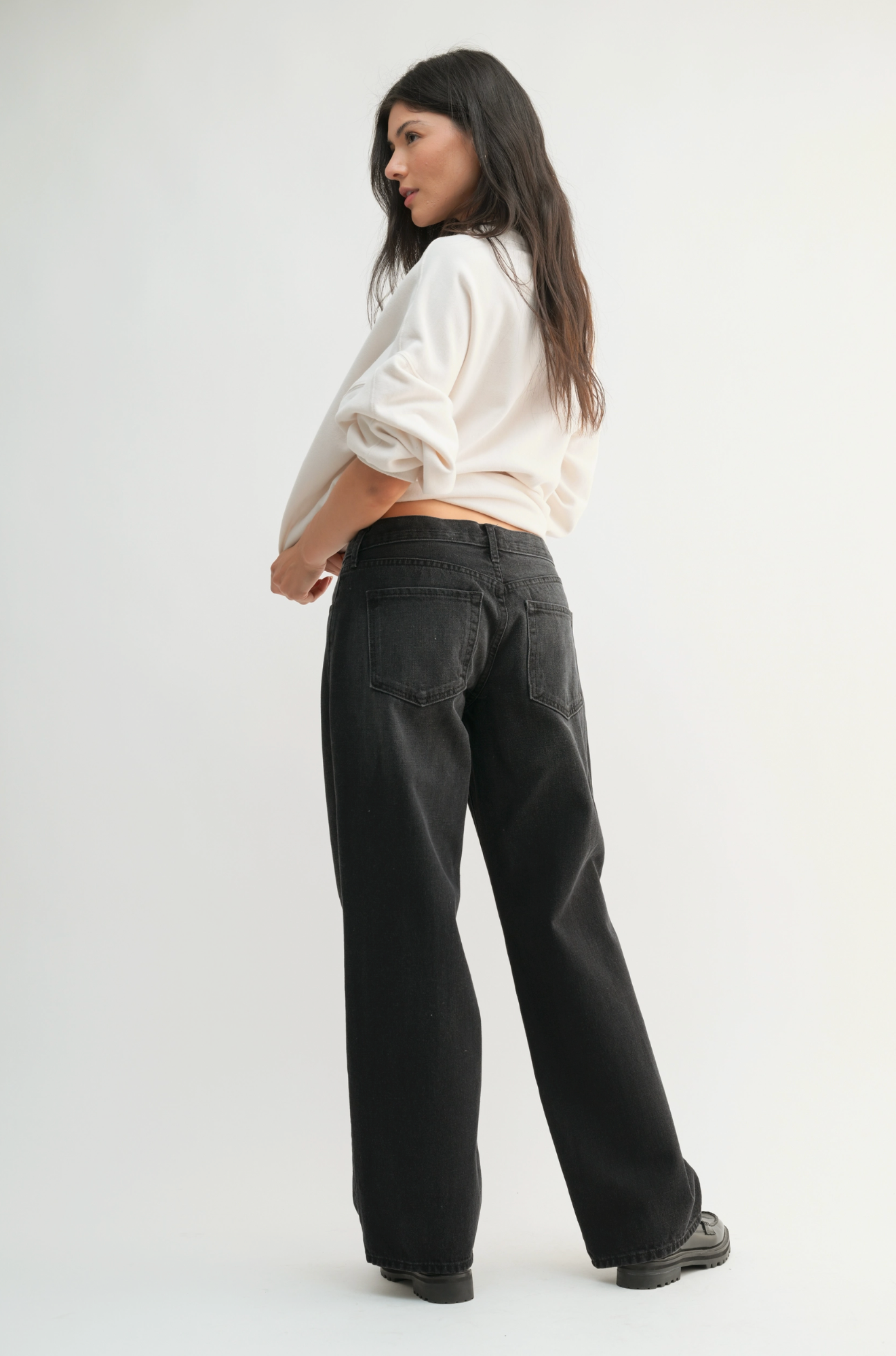 Classic Low Rise Baggy Slouch - Washed Black - BP436N