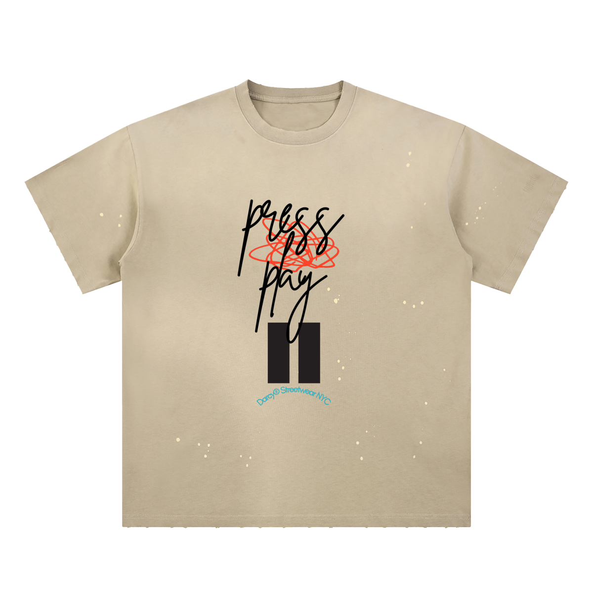 Press Play Hand-Frayed Sunfade Paint Splatter T-Shirt