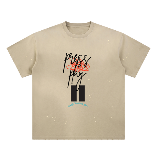 Press Play Hand-Frayed Sunfade Paint Splatter T-Shirt
